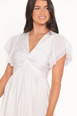 Nova Flutter Sleeve Dress - White