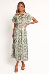 Preston Midi Dress - Green Floral