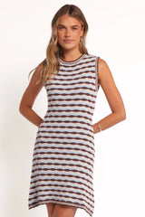 Elfrida Knit Mini Dress - Blue/Brown