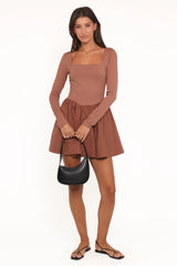 Sheena Long Sleeve Mini Dress - Mocha