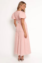 Joedy Puff Sleeve Midi Dress - Pale Pink