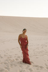 Ciao Ruffles Maxi Dress - Rosewood