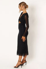 Salvatore Long Sleeve Midi Dress - Black