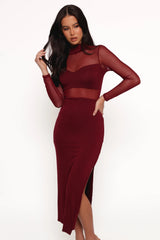 Farrow Long Sleeve Midi Dress - Wine