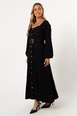 Mateo Long Sleeve Denim Dress - Black