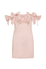 Rose Strapless Bow Mini Dress - Powder Pink