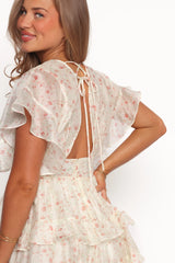 Tamsin Mini Dress - Cream Coral Floral