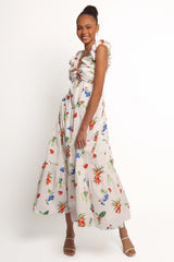 Valerie Maxi Dress - Off White/Red