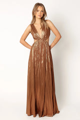 Shania Pleated Maxi Dress - Bronze