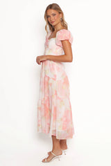 Lumis Midi Dress - Peach Floral