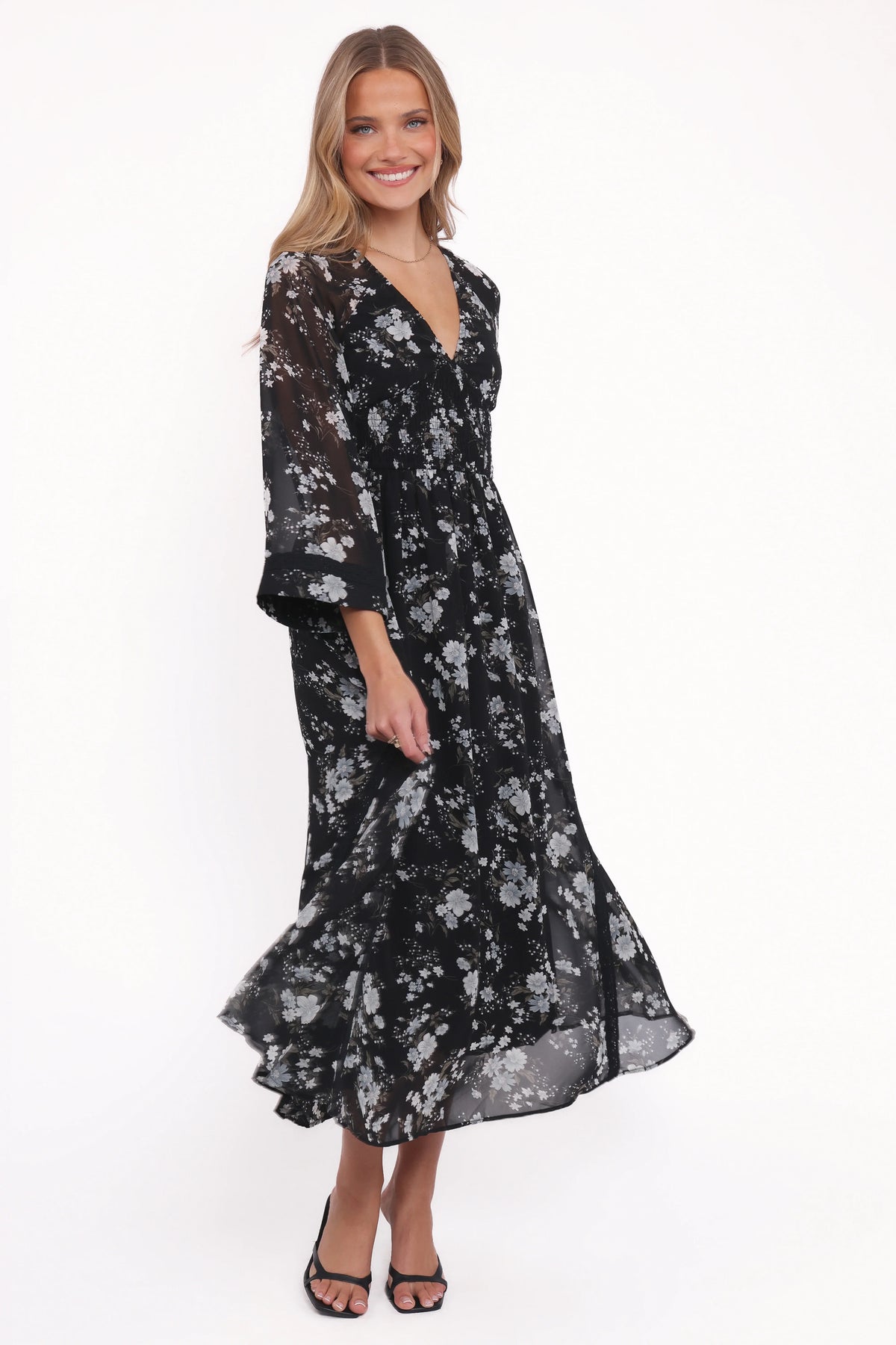 Mavis Long Sleeve Maxi Dress - Black Floral