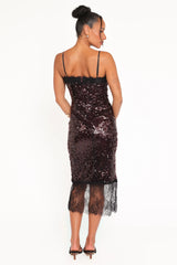 Frida Lace Midi Dress - Burgundy