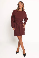 Lucca Mini Sweater Dress - Chocolate Brown