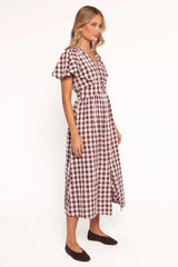 Robinson Maxi Dress - Brown Gingham