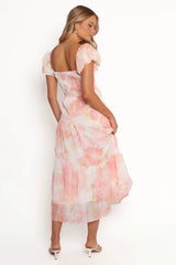 Lumis Midi Dress - Peach Floral