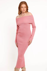 Archie Off The Shoulder Midi Dress - Rose