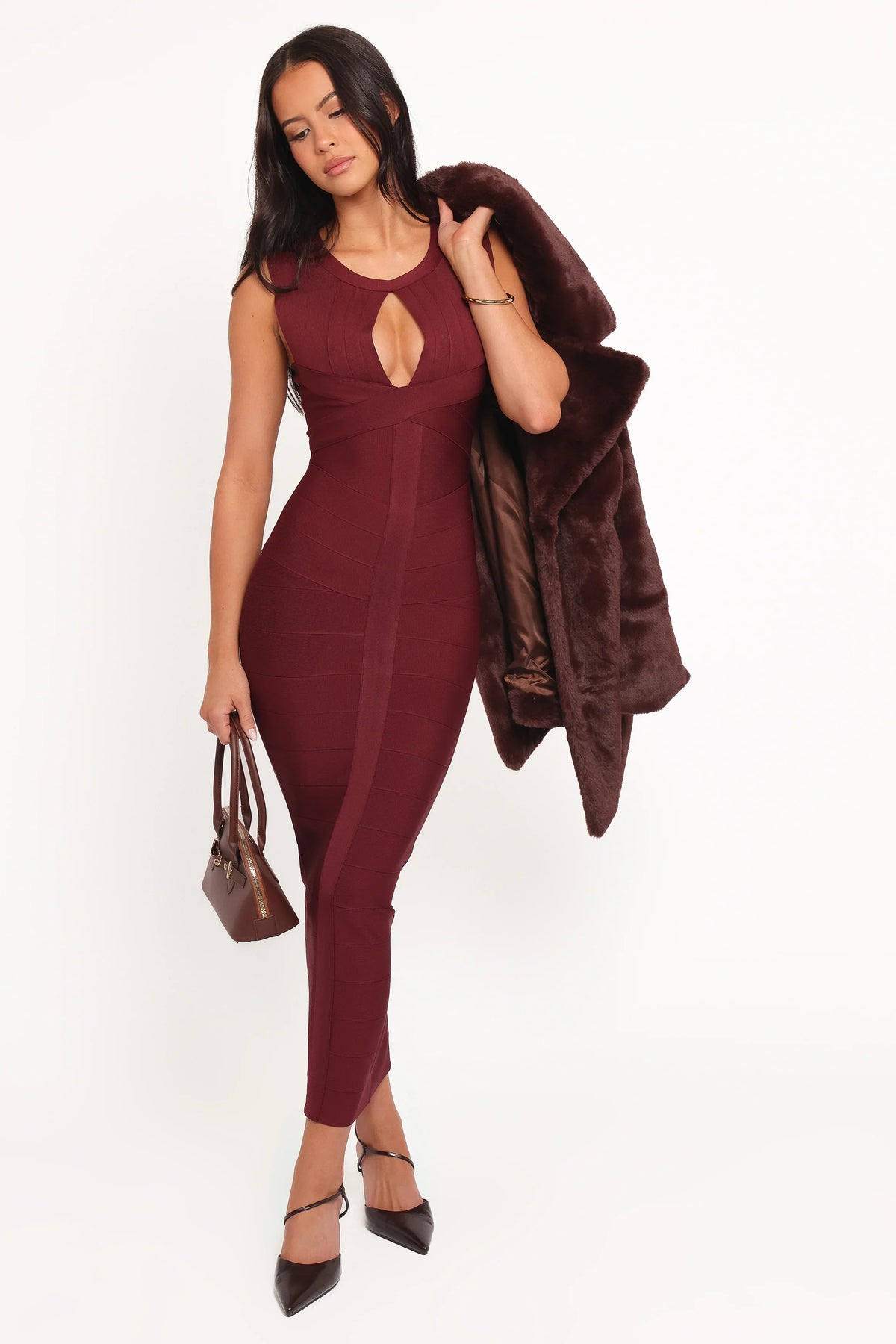 Josiah Midi Dress - Burgundy