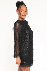 Serena Sequin Mini Dress - Black